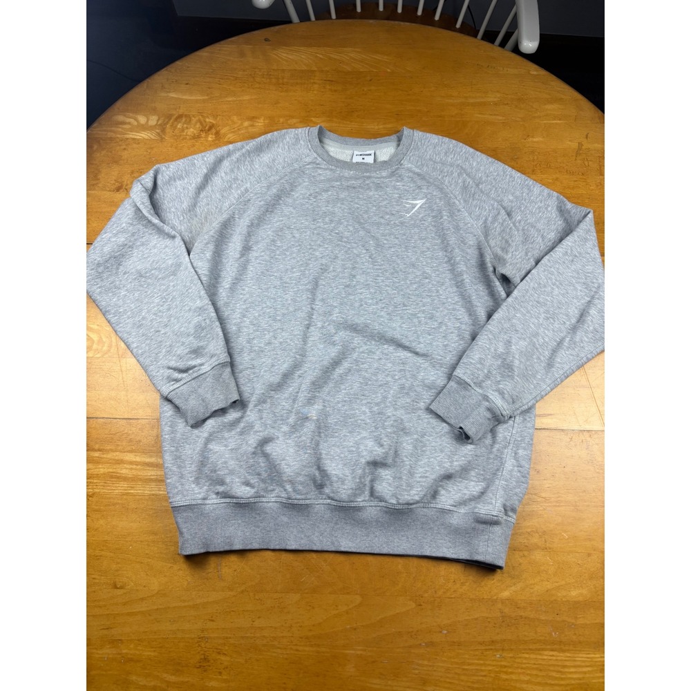 Gymshark Mens Crest Crewneck Sweatshirt Gray Raglan Pullover Size M A1A2C